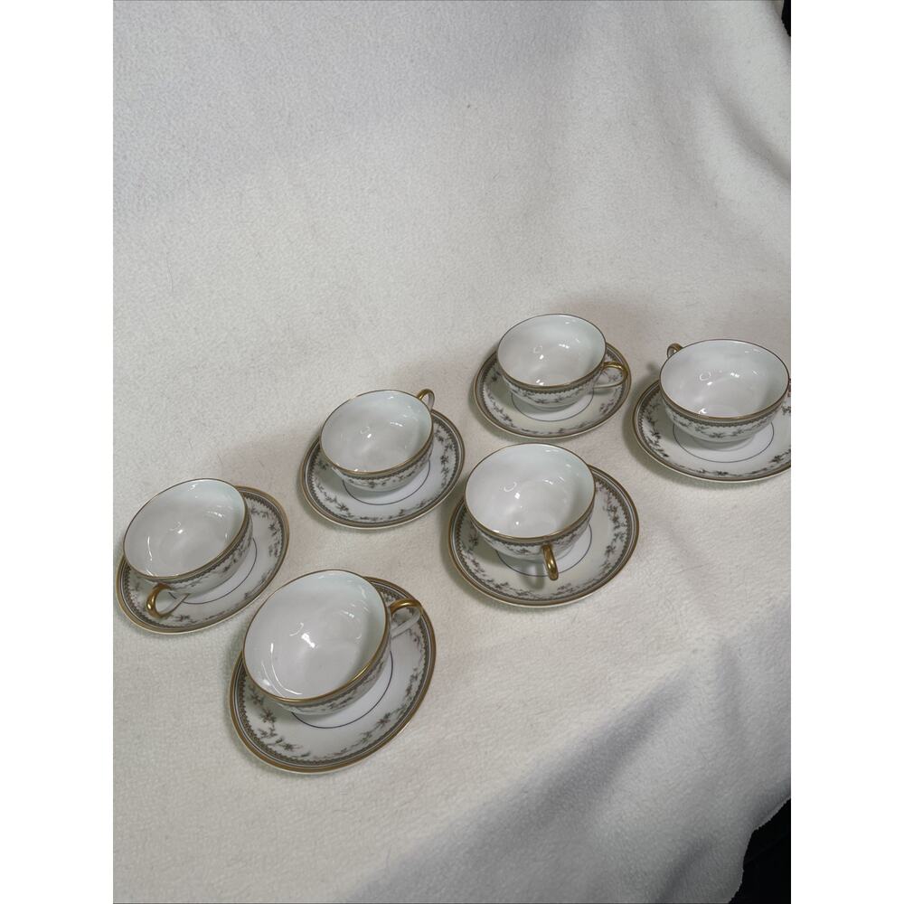 Haviland Limoges Tea-cup and saucer Set X6 One Cup Has Issue- See Pics.